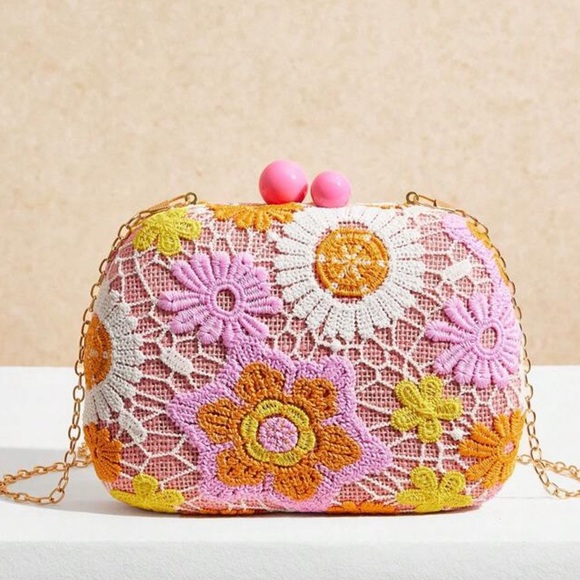 Floral Lace Clutch - Pink, Yellow, Orange - Picture 2 of 6